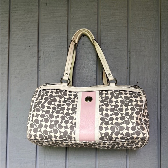 Coach Monogram Stylish Women's Bag with Pink and Gray Pattern - Picture 1 of 6